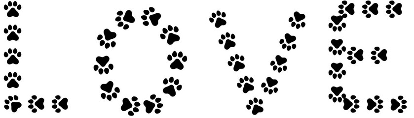 犬の足跡と文字のセット
