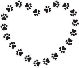 犬の足跡と文字のセット
