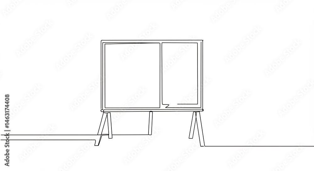Poster drawing of whiteboard on stand in one continuous line