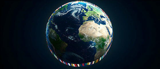 Pixelated Earth Globe With National Flags