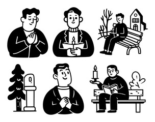 Heartfelt Characters Engaging in Quiet Reflection and Community Moments