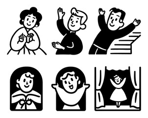 Charming Cartoon Doodles Featuring Joyful Characters and Gestures