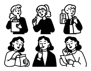 Fun Cartoon Doodle of Women Engaged in Various Activities