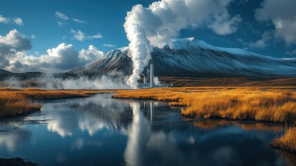 Icelandic Geothermal Power Plant and Reflection