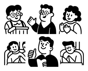 Fun and Engaging Cartoon Doodles of People with Diverse Emotions