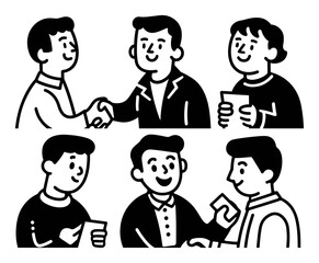 Friendly Handshake and Conversation Cartoon Doodles for Communication