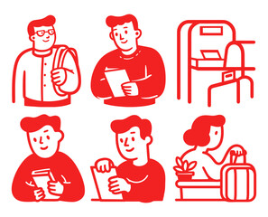 Fun Cartoon Doodles of People Engaged in Various Activities