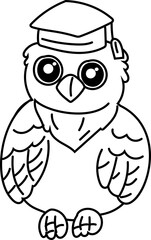 Owl graduate graduation line art vector illustration
