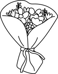 Flower bouquet graduation line art vector illustration