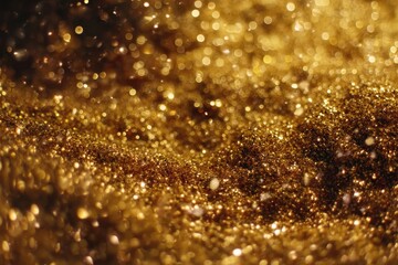Shimmering Golden Dust A Dreamy Abstract Landscape of Sparkling Glimmering Particles