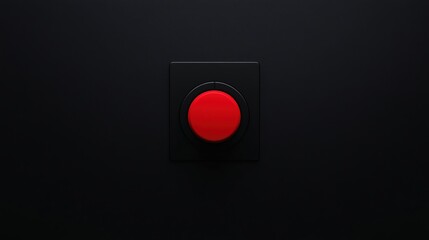 A single red button centered on a black background, minimalist and striking in design.