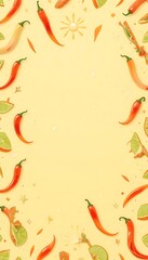 Obraz premium Chili and Lime Background with Yellow Backdrop for Spicy Flavors
