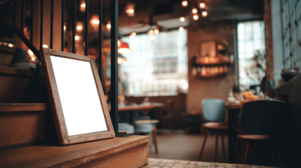 Blank Wooden Frame Mockup In A Rustic Restaurant Interior