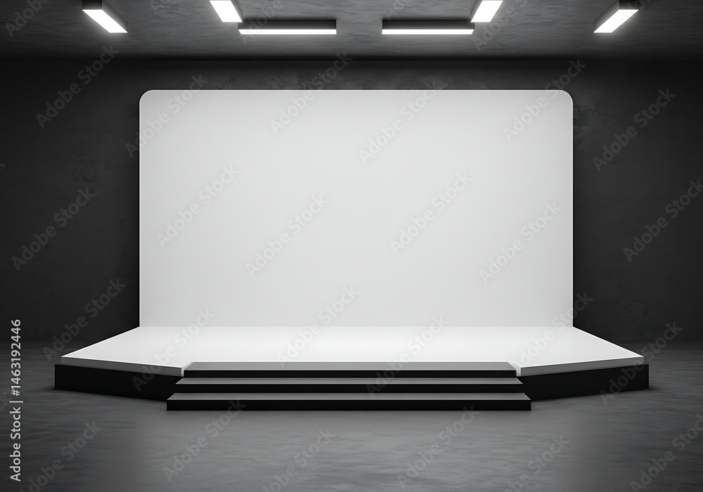 Poster minimalist stage setup with backdrop for presentations and performance spaces