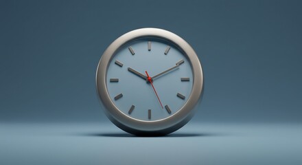 Clock Showing Time on Blue Background Minimalist Style