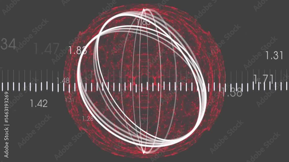 Aufkleber data network globe being visualized in dark interface, with 3d wireframe sphere, candlestick bars
