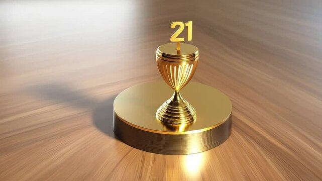 winner award podium prize silver and gold trophy moving slow