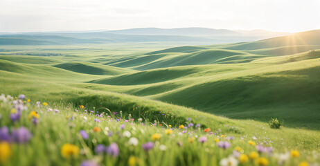 Fototapeta premium meadow with flower in mountains