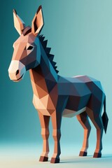 Obraz premium there is a low polygonal donkey standing on a plain surface