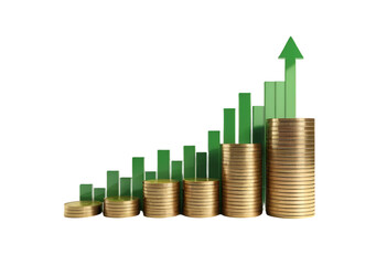 3d growth money background isolated on transparent background	
