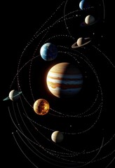 Solar system planet distribution map