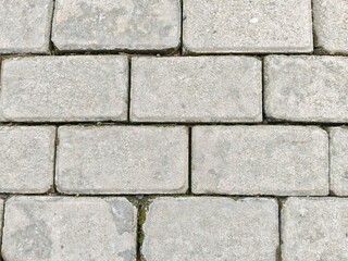 Brick Pavement Background with Gray Concrete Pavers