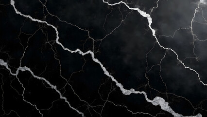 "Weathered black marble with faded white veins, antique finish for Gothic and museum designs. Dramatic, historic, and detailed."