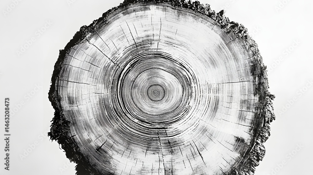 Poster close-up view of a precise tree cross-section.