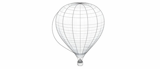 Simple Black And White Hot Air Balloon Illustration