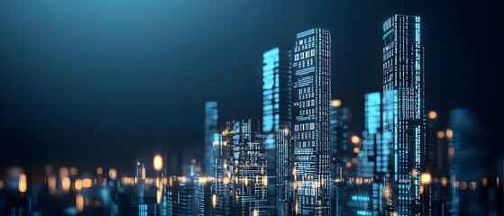 Obraz premium Futuristic Glowing Cityscape At Night