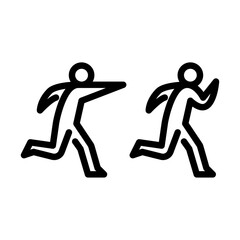 people chase outline icon. figure running line art illustration.