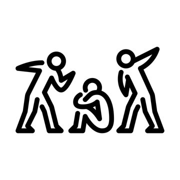 bully outline icon. figure insult line art illustration.