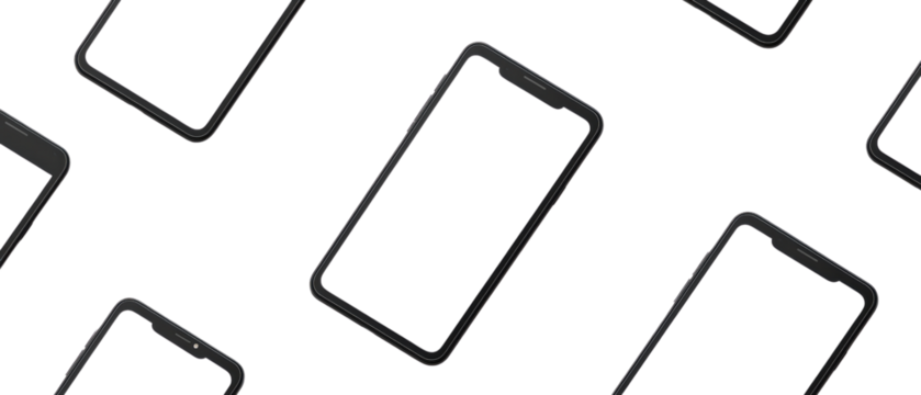 Modern smartphone mockup on black background. - Powered by Adobe
