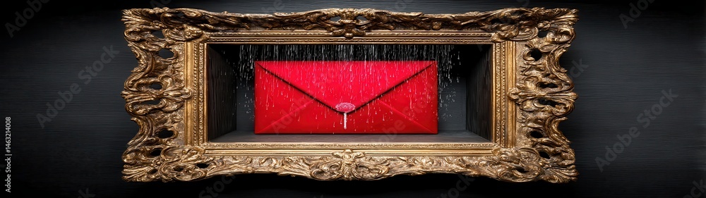 Aufkleber stunning vintage frame displaying a dramatic red envelope surrounded by expressive elements in a com