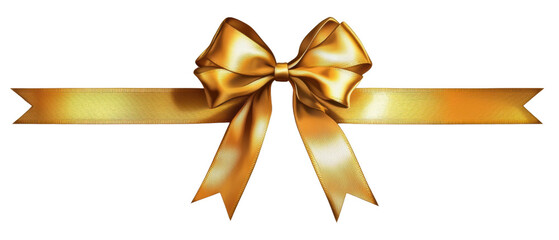 Elegant golden ribbon bow for decoration.
