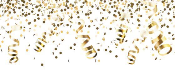 Festive gold streamers for celebration events.