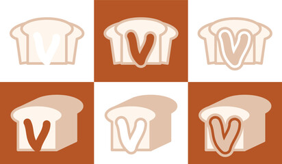 Letter V white bread. This logo combines letters and white bread. Suitable for bread shops, bakery, cafe, and the like.