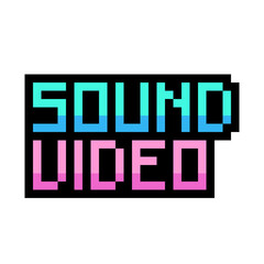Tiny Sound and Video Option, Pixel Art Typography Icon, Isolated