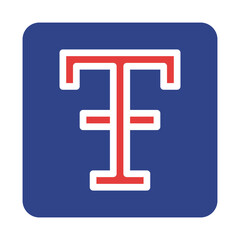 Obraz premium Abstract T and F Monogram Emblem on a Saturated Blue Rounded Square