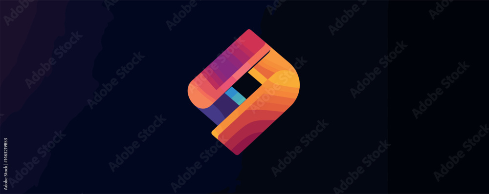Aufkleber colorful abstract geometric shape on dark background with vibrant gradient and dynamic design.