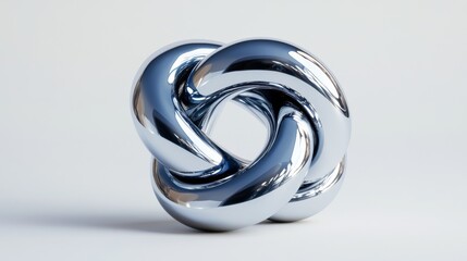 Fototapeta premium Chrome MÃ¶bius Strip Knot, Abstract, Metal Art