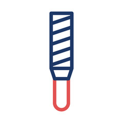Minimalist icon of a rectangular file tool with handle for smoothing materials