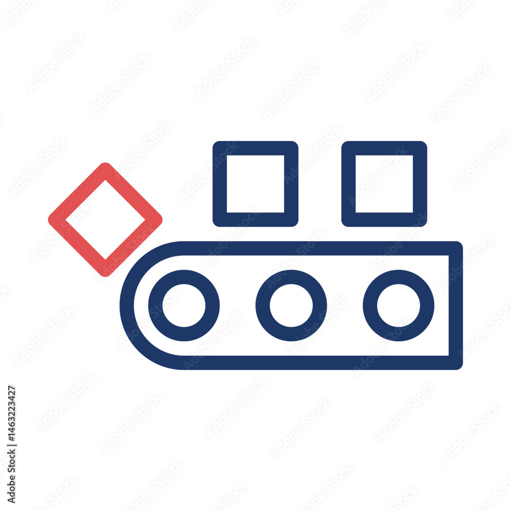 Poster simplified illustration of a conveyor belt system for automated material handling
