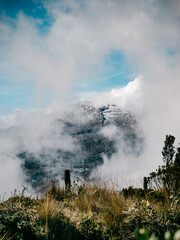 mountain in the clouds