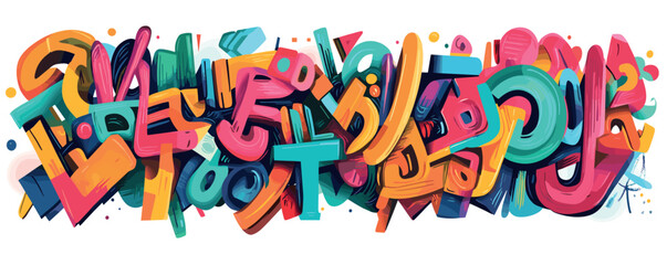 Naklejka premium Vibrant abstract graffiti with colorful shapes and dynamic patterns in urban style.
