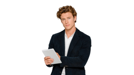 Business professional analyzing data office environment digital content corporate setting close-up perspective analytical thinking