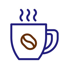 Steaming Coffee Cup Icon with Bean Detail Creates a Warm Inviting Aroma