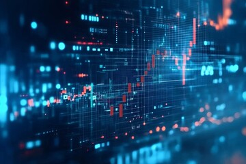 Financial data visualization showing stock market trends and trading activity in digital format