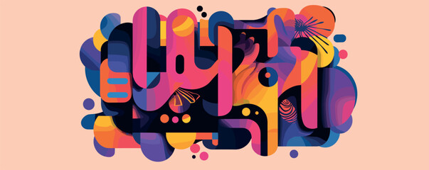 Colorful abstract geometric pattern with organic shapes and vibrant hues.