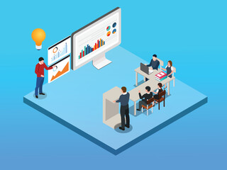 Business Presentation and Idea Generation Isometric Illustration